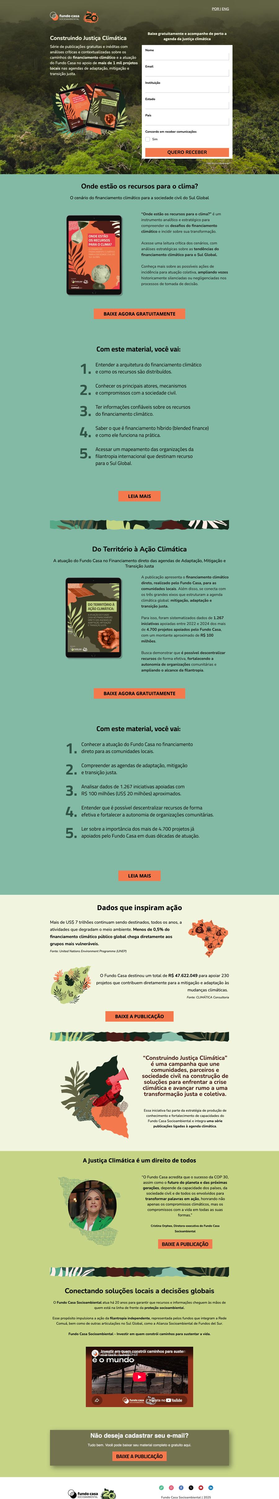 Landing page da campanha Construindo Justiça Climática